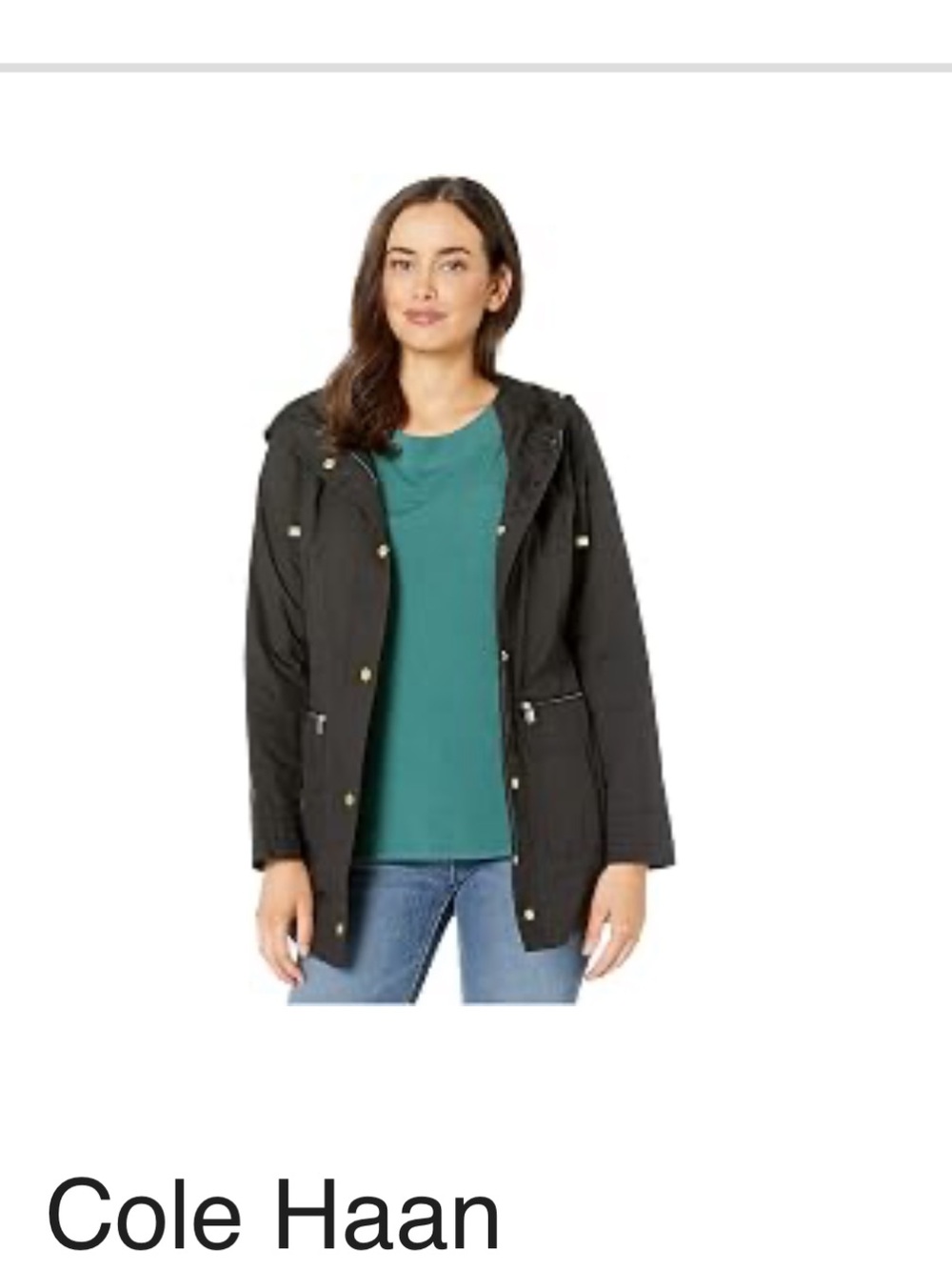 Cole Haan Packable Black Hooded Rain and Utility Jacket